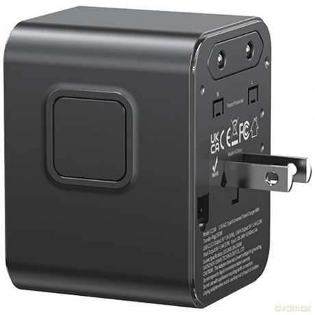 Ładowarka travel adapter 17W CC308 USB-C + USB-A 4w1 US/AU/EU/UK czarna