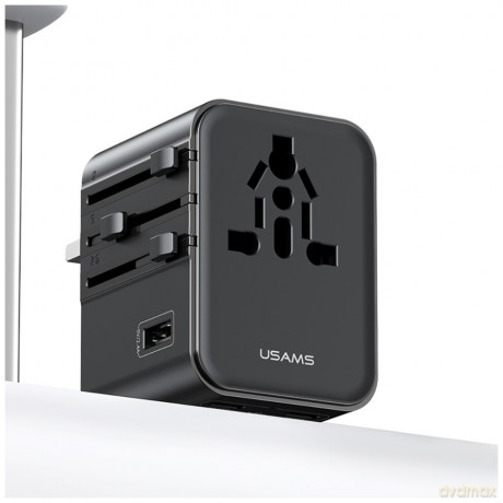 Ładowarka travel adapter 17W CC308 USB-C + USB-A 4w1 US/AU/EU/UK czarna