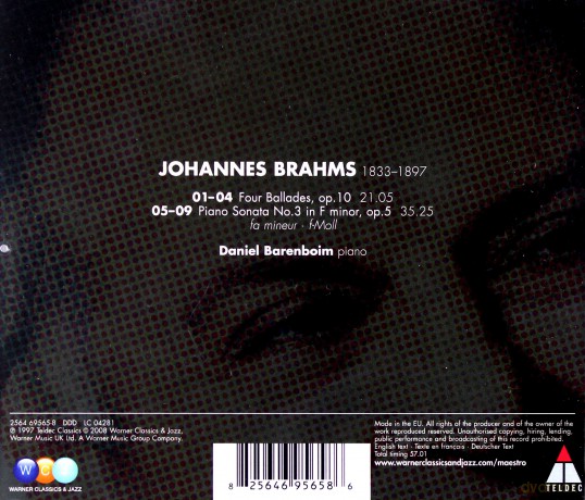 Daniel Barenboim: Brahms: Piano Sonata No.3 op.5, Ballades op.10 [CD]