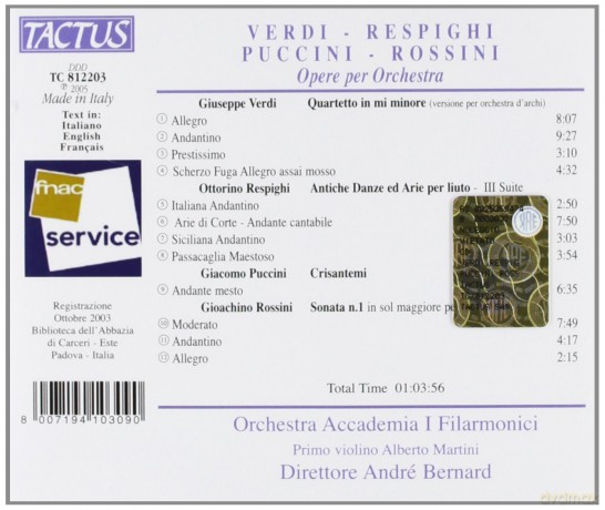 Accademia I Filarmonici: Opere Per Orchestra [CD]