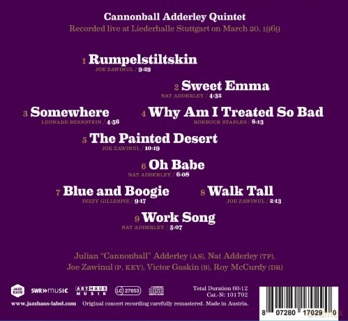 Adderley Cannonball Quintet: Legends Live - Liederhalle Stuttgart 1969 [CD]