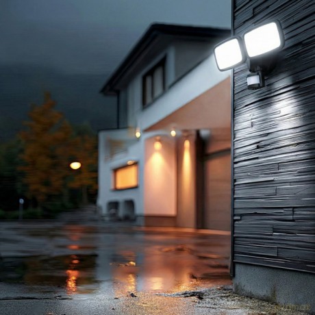 Ścienna lampa LED, czujnik PIR MCE524B 20W, 1500lm, IP65. neutral white 4000K, czarna