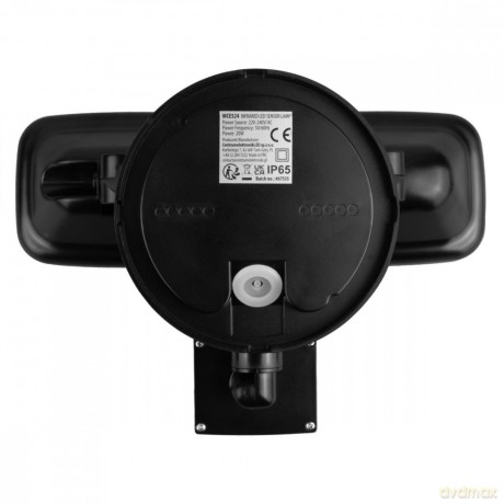 Ścienna lampa LED, czujnik PIR MCE524B 20W, 1500lm, IP65. neutral white 4000K, czarna