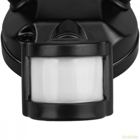 Ścienna lampa LED, czujnik PIR MCE524B 20W, 1500lm, IP65. neutral white 4000K, czarna