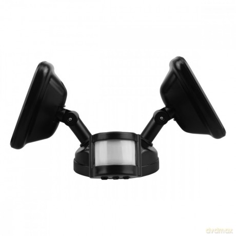 Ścienna lampa LED, czujnik PIR MCE524B 20W, 1500lm, IP65. neutral white 4000K, czarna