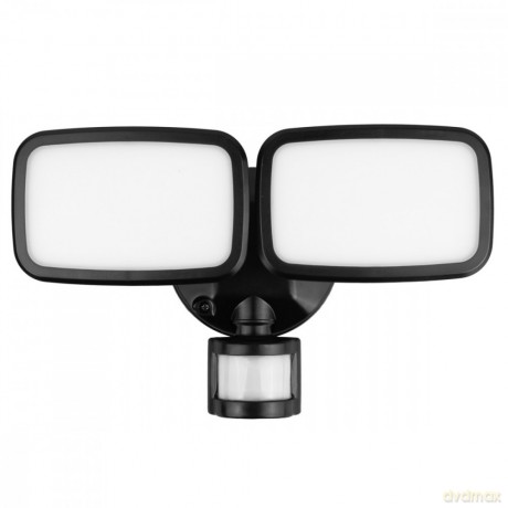 Ścienna lampa LED, czujnik PIR MCE524B 20W, 1500lm, IP65. neutral white 4000K, czarna