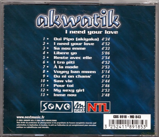 Akwatik: I Need Your Love [CD]