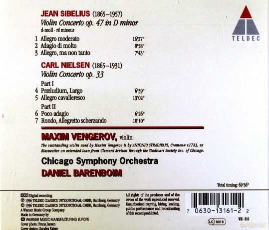 Barenboim/Vengerov/Cso: Sibelius/Nielsen: Violinkonzert [CD]