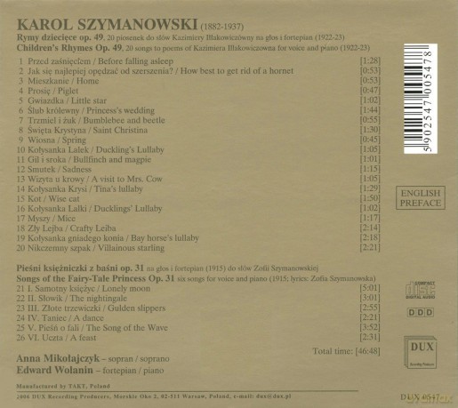 Anna Mikolajczyk: Szymanowski Songs [CD]