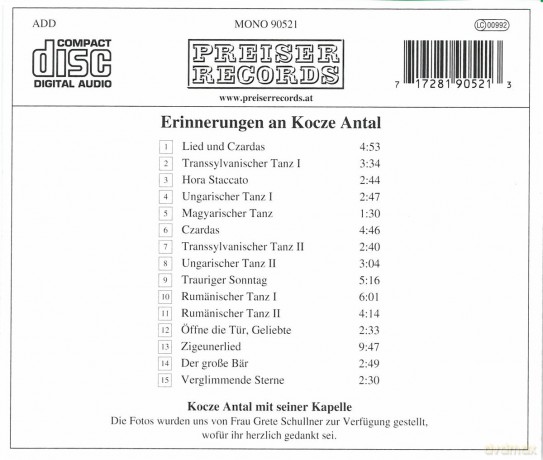 Antal Kocze: Erinnerungen An Kocze Antal [CD]