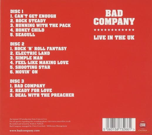 Bad Company: Live At Manchester Men [3CD]
