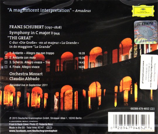 Claudio Abbado: Schubert The Great C Major Symphony [CD]