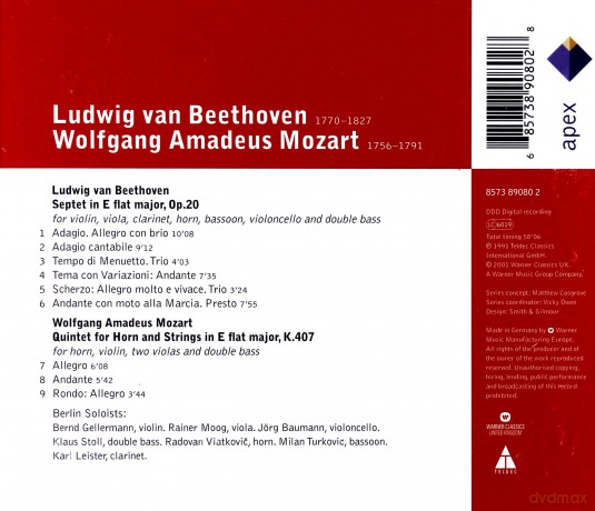 Berliner Solisten: Beethoven: Septet,Horn Quintet [CD]