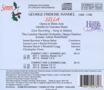 Bowman-Baker-The London Handel Orchestra: Silla [2CD]