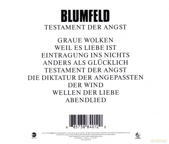 Blumfeld: Testament Der Angst [CD]