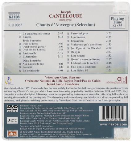 Canteloube & Casadesus & Orchestre National De Lille & Gens: Chants D Auvergne [DVD]