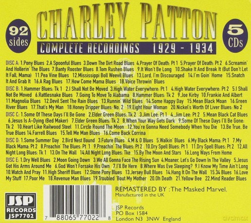 Charley Patton: The Complete Recordingss 1929-1934 Indis [5CD]