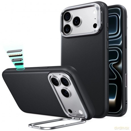 Etui ESR Leather Kickstand MagSafe na iPhone 18 Pro Max / 17 Pro Max - czarne