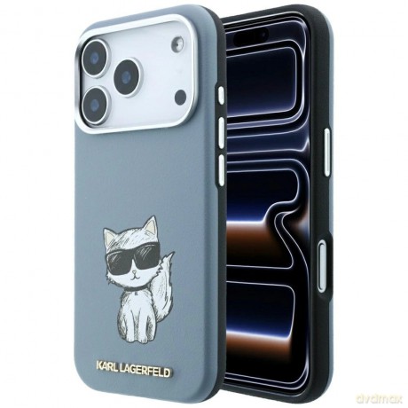 Etui Karl Lagerfeld Smooth Choupette Sketch MagSafe na iPhone 18 Pro / 17 Pro - jasnoniebieske