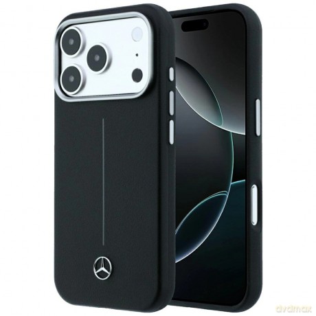 Etui Mercedes Leather Semi Wrap Iconic Line MagSafe na iPhone 18 Pro Max / 17 Pro Max - czarne