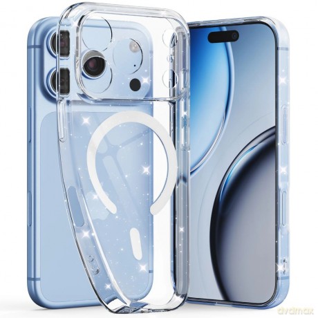 Etui Tech-Protect FlexAir MagSafe iPhone 18 Pro / 17 Pro - przezroczysto-brokatowe