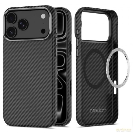 Etui Tech-Protect Ion Carbon MagSafe na iPhone 18 Pro Max / 17 Pro Max - czarno-srebrne