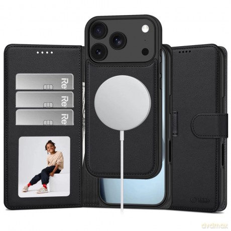 Etui Tech-Protect Wallet MagSafe na iPhone 18 Pro Max / 17 Pro Max - czarne matowe