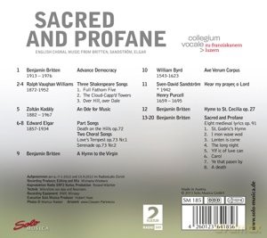 Collegium Vocale Zu Franziskan Luzern: Sacred And Profane - English Choral Music [CD]