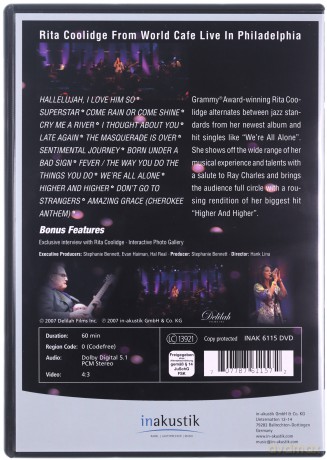Coolidge Rita: On Stage At World Cafe Live [DVD]