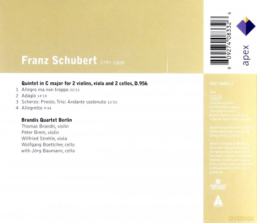 Brandis Quartet/Baumann: Schubert: String Quartet Inc,D9 [CD]