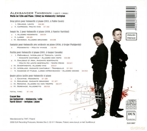 Cracow Duo: Tansman Works For Cello And Piano Kalino [CD]