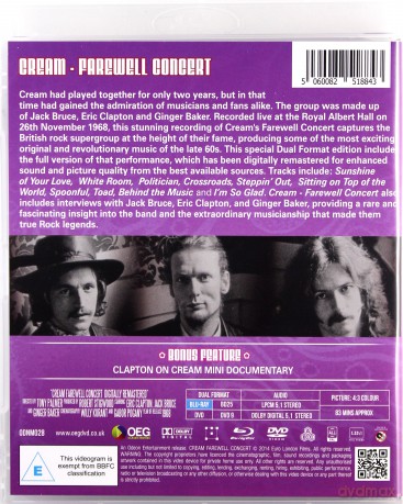 Cream: Cream Farewell Concert 1968 [2DVD]