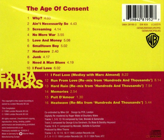 Bronski Beat: Age Of Consent [CD]