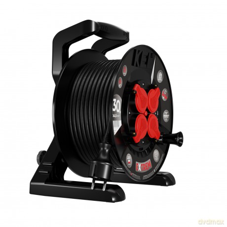 Przedłużacz bębnowy EXTREM LINE, 4x2p+Z, IP44, 16A, H05RR-F, 32,5, 30m, CZARNY