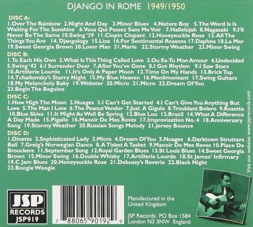 Django Reinhardt: Django In Rome 1949-1950 [4CD]