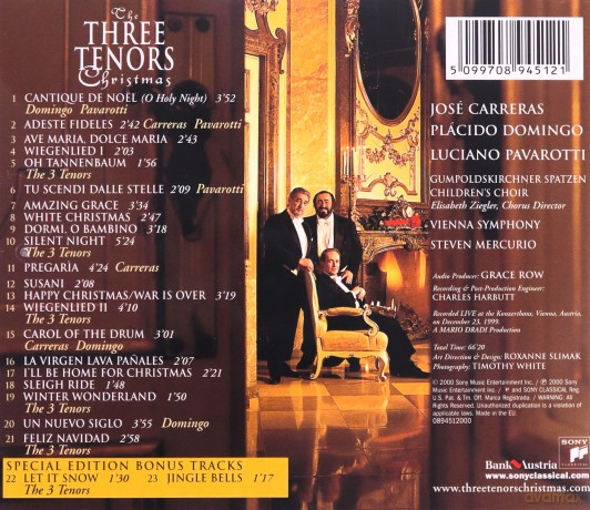 Domingo Placido & Luciano Pavarotti & Jose Carreras: The Three Tenors Christmas [CD]
