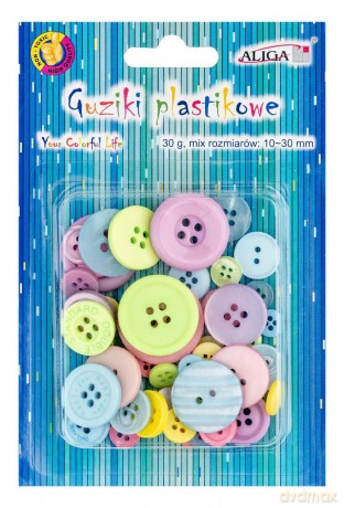 Guziki plastikowe kolorowe 1-3cm 30g