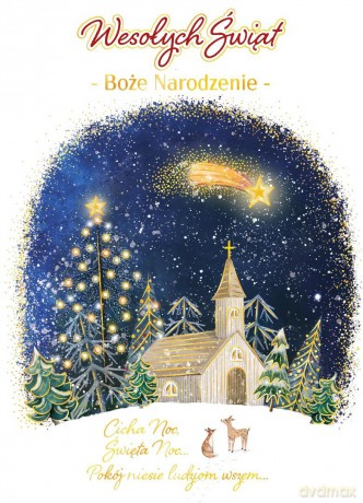 Karnet B6 Boże Narodzenie - Świąteczny kościółek