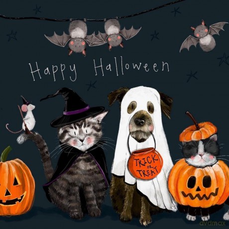 Karnet Halloween kwadrat Happy Halloween