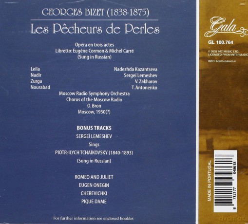 Georges Bizet: Les Pecheurs De Perles - Sung In Russian [2CD]