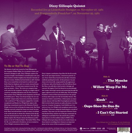 Gillespie Dizzy Quintet: Legends Live - Liederhalle Stuttgart - Kongresshalle Frankfurt 1961 [Winyl]