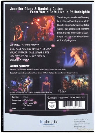 Glass Jennifer & Cotton Danielia: On Stage At World Cafe Live [DVD]