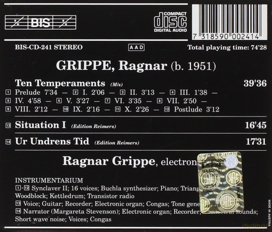 Grippe Ragnar: Ten Temperaments [CD]