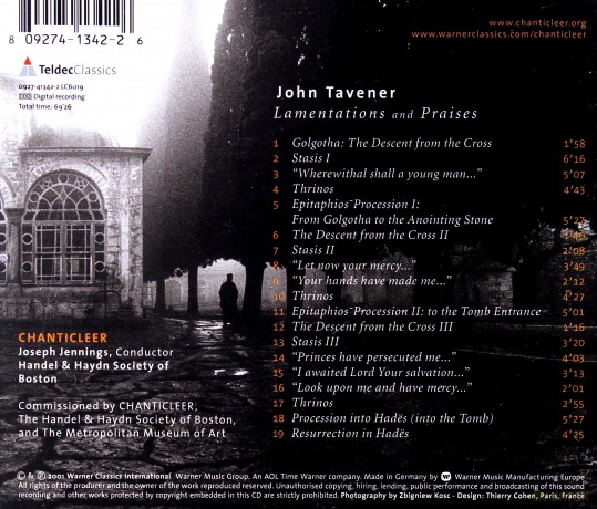 Chanticleer: Tavener: Lamentations And Praises [CD]