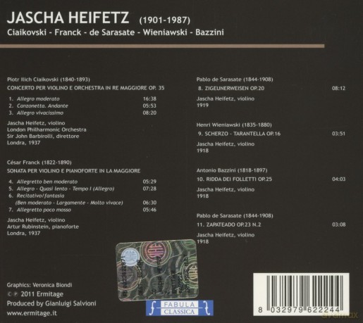 Heifetz Jascha: Ciaikovski - Franck - De Sarasate - Wieniawski Bazzini [CD]