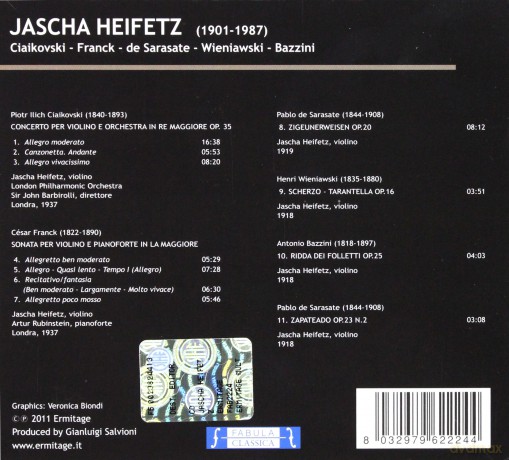 Heifetz Jascha: Ciaikovski - Franck - De Sarasate - Wieniawski Bazzini [CD]