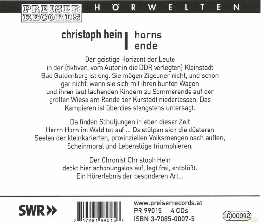 Hein Christoph: Horns Ende [4CD]