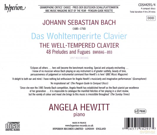Hewitt Angela: Bach - The Well Tempered Clavier - 48 Preludes And Fugues [4CD]