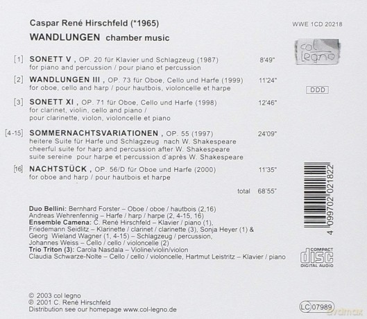 Hirschfeld Caspar Rene: Chamber Music [CD]