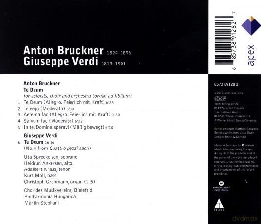 Chor Des Musikvereins/Stephani: Anton Bruckner/Giuseppe Verdi: Te Deums [CD]